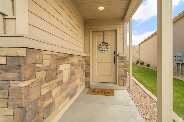 1841 E Whitetail Dr, Layton, UT 84040 - doorway to property with stone siding