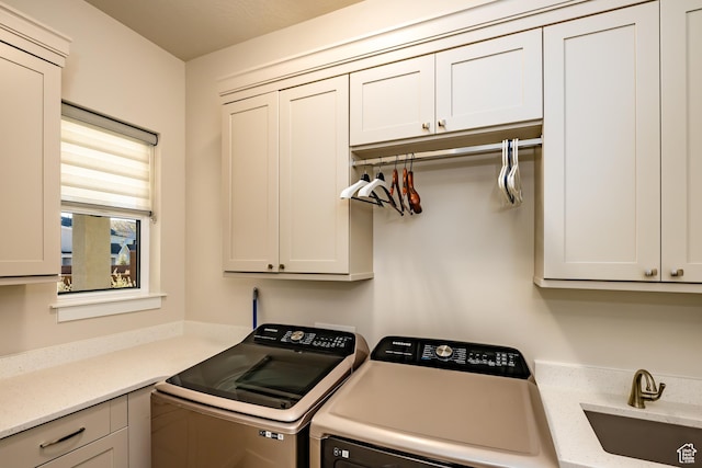 1283 N Gallen Rd W, Santa Clara, UT 84765 - laundry area with cabinets, separate washer and dryer, and sink