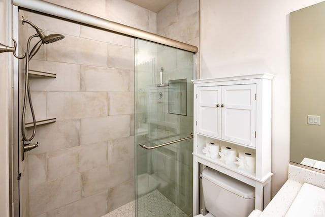 1283 N Gallen Rd W, Santa Clara, UT 84765 - bathroom featuring a shower with shower door, vanity, and toilet