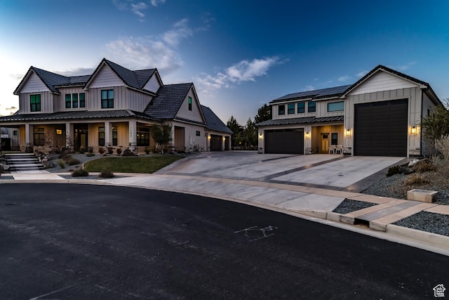 1283 N Gallen Rd W, Santa Clara, UT 84765 - modern inspired farmhouse featuring covered porch, a garage, and solar panels