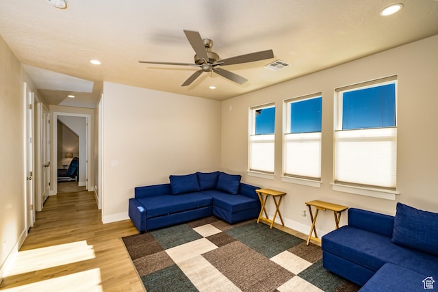 1283 N Gallen Rd W, Santa Clara, UT 84765 - living room featuring ceiling fan and wood-type flooring