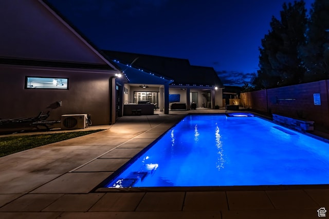 1283 N Gallen Rd W, Santa Clara, UT 84765 - pool at twilight with ac unit and a patio