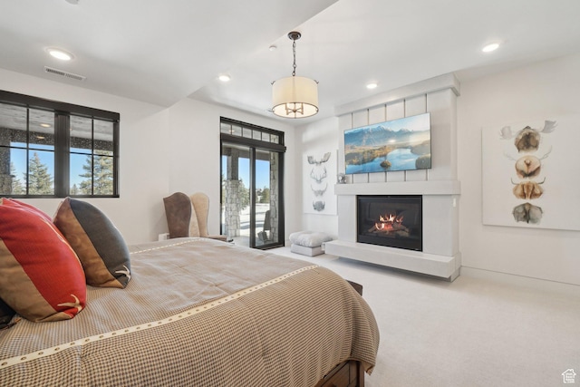 7242 Lupine Dr, Park City, UT 84098 - carpeted bedroom with recessed lighting and a glass covered fireplace