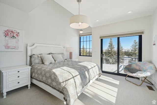 7242 Lupine Dr, Park City, UT 84098 - bedroom featuring carpet flooring, access to exterior, and recessed lighting