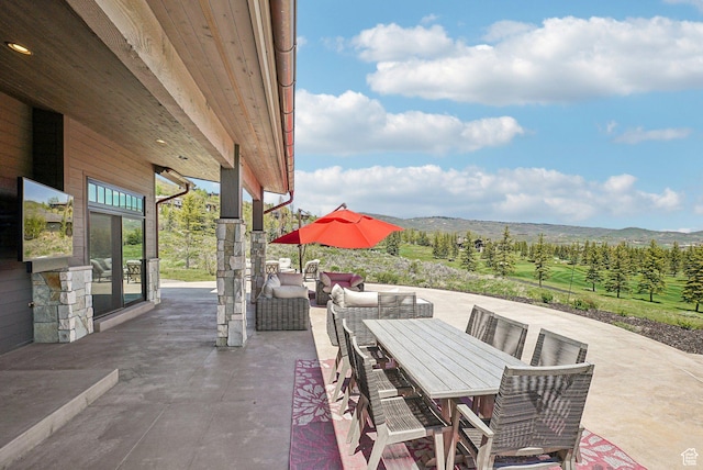 7242 Lupine Dr, Park City, UT 84098 - view of patio / terrace featuring a mountain view and outdoor dining space