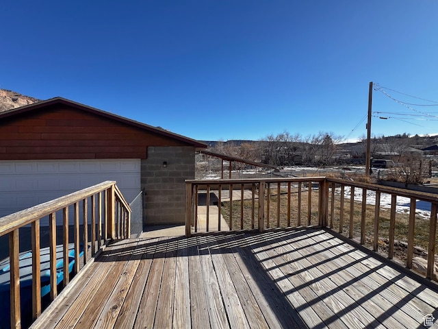 deck with a garage