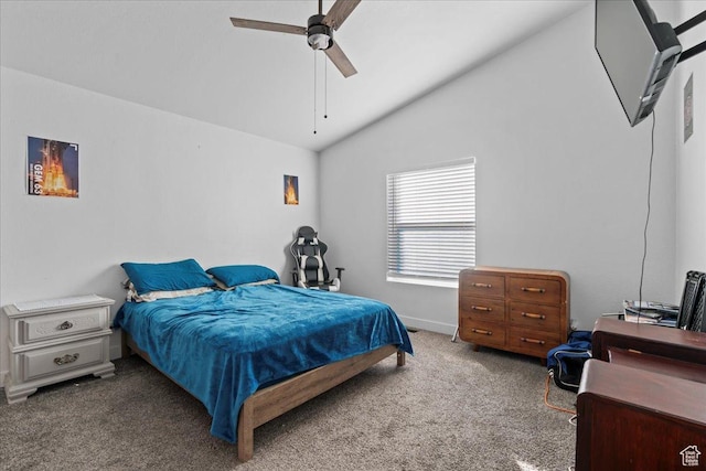 5507 S 1150 W, Riverdale, UT 84405 - carpeted bedroom featuring lofted ceiling, baseboards, and ceiling fan