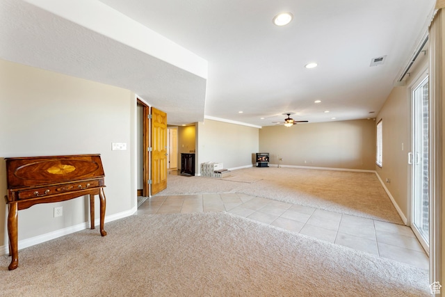 337 E Brayden Way, Draper, UT 84020 - unfurnished living room with a wealth of natural light, light carpet, and ceiling fan
