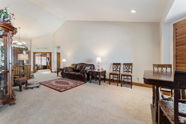 337 E Brayden Way, Draper, UT 84020 - carpeted living room with a notable chandelier and vaulted ceiling
