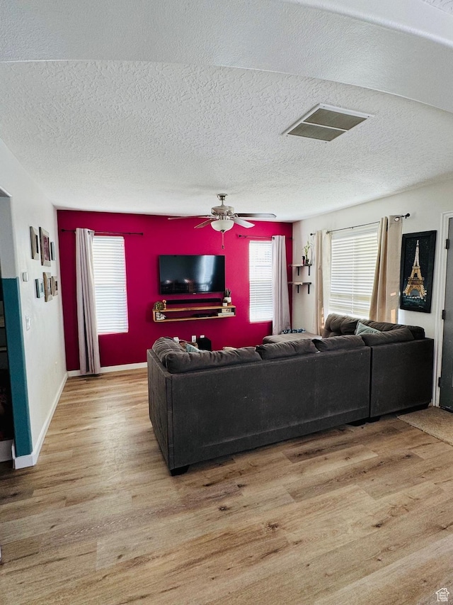 173 E Fidllers Canyon Rd Unit 17, Cedar City, UT 84721 - living area with visible vents, a textured ceiling, baseboards, and wood finished floors