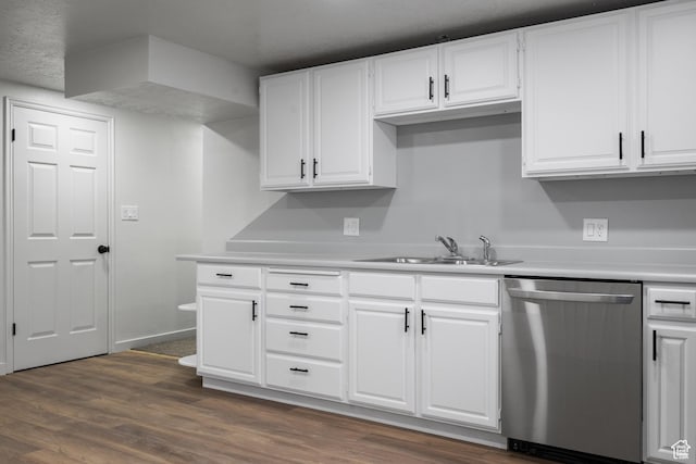 1455 E 100 S, Spanish Fork, UT 84660 - kitchen featuring dark wood-style floors, white cabinetry, a sink, light countertops, and stainless steel dishwasher