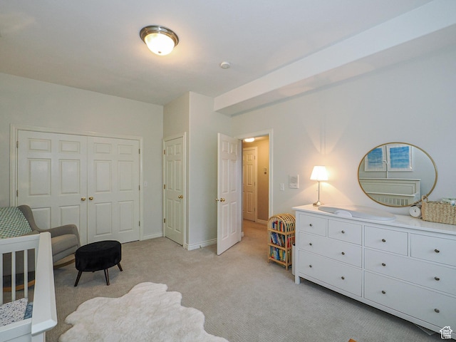 2960 E Oak Park Ln S, Holladay, UT 84117 - bedroom featuring a closet, baseboards, and light colored carpet