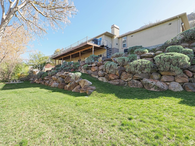 2960 E Oak Park Ln S, Holladay, UT 84117 - view of yard featuring a wooden deck and stairs