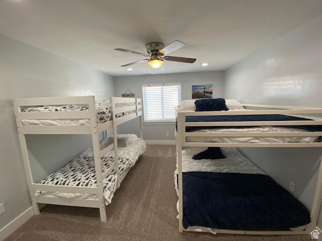 37 Wedge Way, Garden City, UT 84028 - bedroom featuring ceiling fan and dark colored carpet