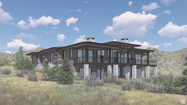 exterior space featuring a mountain view