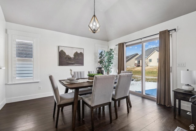 6228 W Apollo Way, Highland, UT 84003 - dining space featuring plenty of natural light, dark hardwood / wood-style floors, and vaulted ceiling