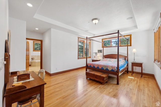 1 Spyglass Ct, Park City, UT 84060 - bedroom featuring light hardwood / wood-style floors, multiple windows, and connected bathroom