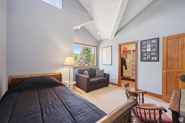 1 Spyglass Ct, Park City, UT 84060 - bedroom featuring a spacious closet, light carpet, a closet, and lofted ceiling