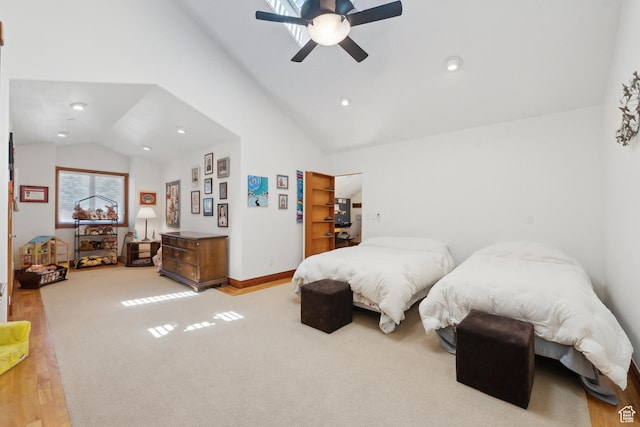 1 Spyglass Ct, Park City, UT 84060 - carpeted bedroom with ceiling fan and high vaulted ceiling