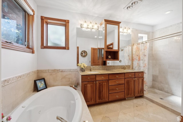 1 Spyglass Ct, Park City, UT 84060 - bathroom featuring separate shower and tub, a healthy amount of sunlight, and vanity