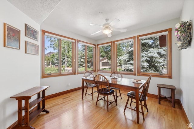 1 Spyglass Ct, Park City, UT 84060 - dining area featuring ceiling fan, a textured ceiling, and light hardwood / wood-style flooring