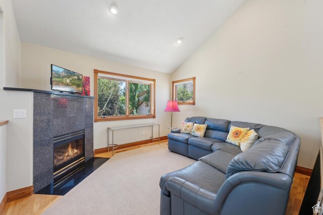 1 Spyglass Ct, Park City, UT 84060 - living room featuring lofted ceiling and a tiled fireplace
