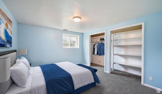 bedroom with carpet flooring, a closet, and baseboards