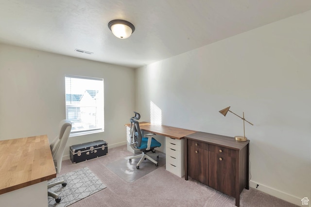 view of carpeted office space