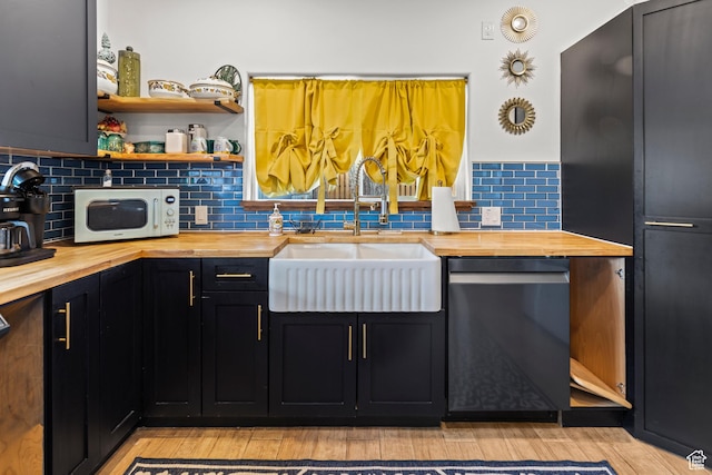 87 N 100 W, Marysvale, UT 84750 - kitchen with sink, backsplash, black dishwasher, and wooden counters