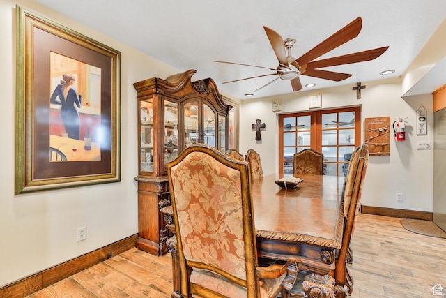 1450 E Gordon Ave N, Layton, UT 84040 - dining room with light hardwood / wood-style floors, ceiling fan, and french doors