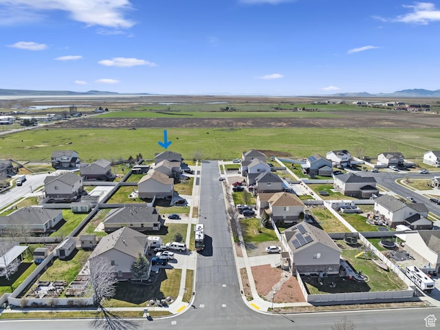 aerial view with a residential view and a mountain view