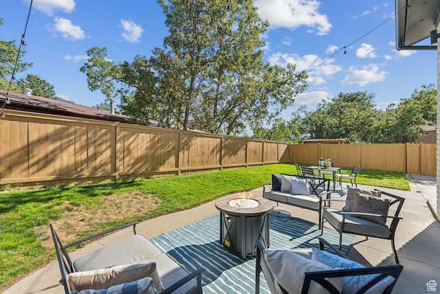 view of patio / terrace with outdoor lounge area and a fenced backyard