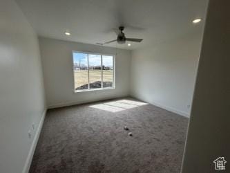 412 W 3085 S, Nibley, UT 84321 - empty room featuring recessed lighting, carpet floors, baseboards, and ceiling fan