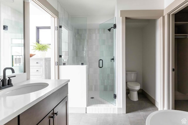 6968 Elk Wallow Dr, Park City, UT 84098 - full bath with a stall shower, toilet, tile patterned flooring, and vanity