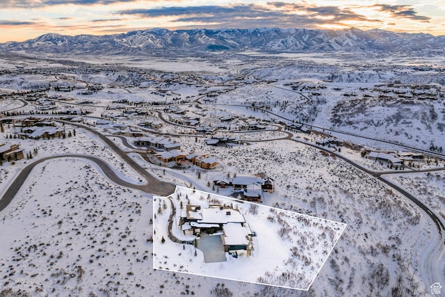 9491 N Promontory Summit Dr, Park City, UT 84098 - snowy aerial view with a residential view and a mountain view