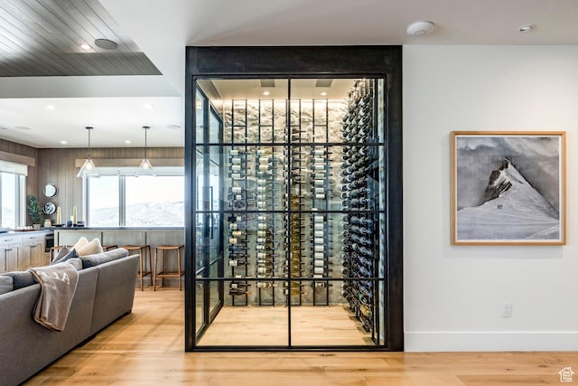 9491 N Promontory Summit Dr, Park City, UT 84098 - wine cellar with baseboards, recessed lighting, and light wood-style floors