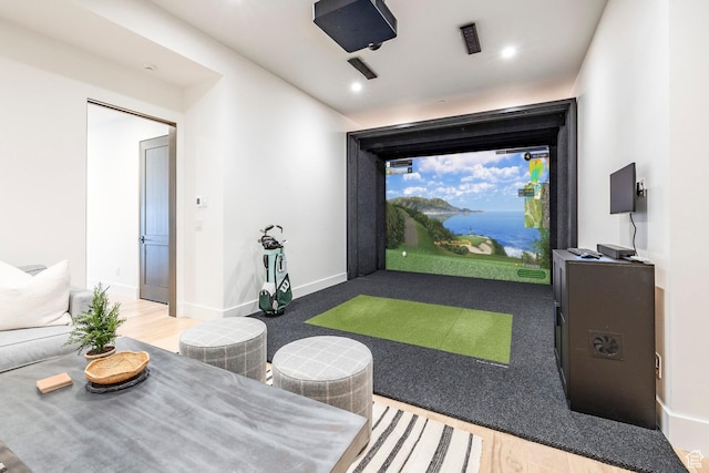 9491 N Promontory Summit Dr, Park City, UT 84098 - rec room with golf simulator, recessed lighting, baseboards, and wood finished floors