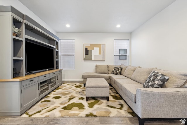 2344 N White Cliff Dr, Lehi, UT 84043 - living area featuring baseboards, light wood-style flooring, and recessed lighting