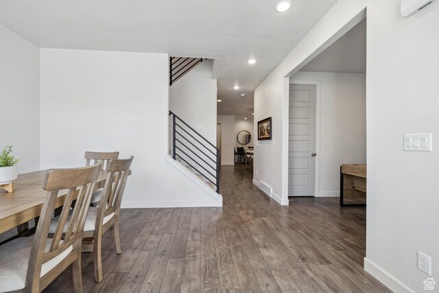 2344 N White Cliff Dr, Lehi, UT 84043 - dining room featuring baseboards, stairway, wood finished floors, and recessed lighting