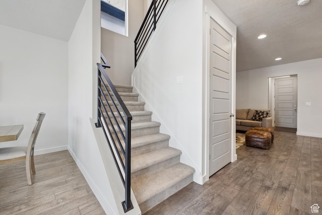 2344 N White Cliff Dr, Lehi, UT 84043 - stairway with recessed lighting, baseboards, and wood finished floors