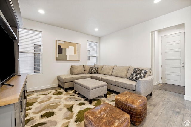 2344 N White Cliff Dr, Lehi, UT 84043 - living room with baseboards, recessed lighting, and light wood-style floors