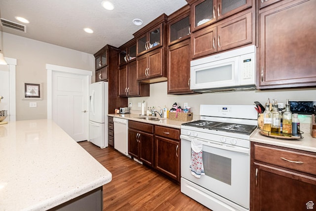 1206 W Holt Farm Ln, South Jordan, UT 84095 - kitchen featuring sink, white appliances, and dark hardwood / wood-style flooring