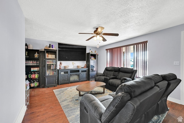 142 Green St, Layton, UT 84041 - living room featuring hardwood / wood-style floors, a textured ceiling, and ceiling fan