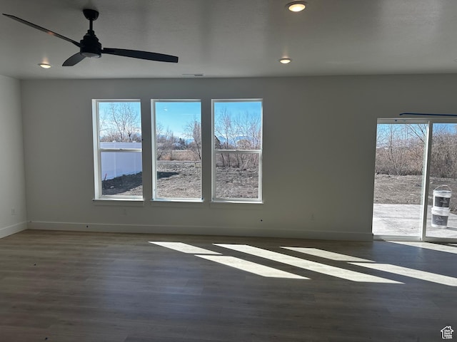 595 W 330 S, American Fork, UT 84003 - unfurnished room featuring a ceiling fan, wood finished floors, recessed lighting, and a healthy amount of sunlight