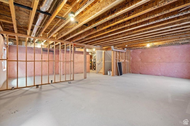 view of unfinished basement