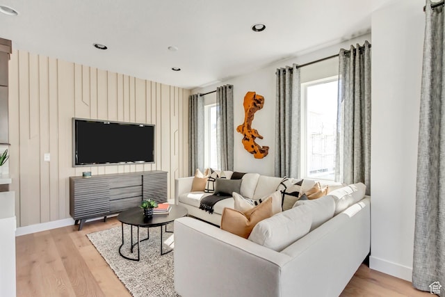 living room featuring light wood-type flooring