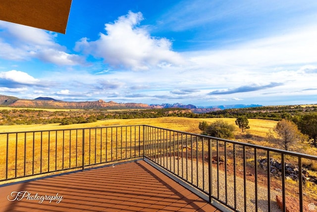 deck with a mountain view