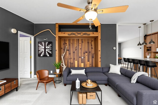 112 Arbor Dr, Moab, UT 84532 - living area with ceiling fan and carpet flooring