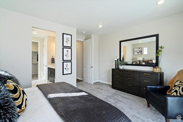 6158 W 11800 S Unit 504, South Jordan, UT 84009 - bedroom with light colored carpet, recessed lighting, and ensuite bath