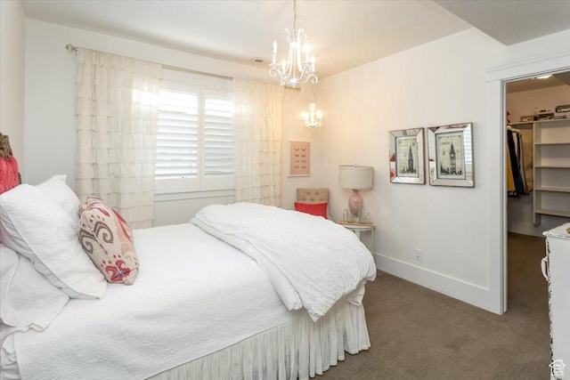 2025 W Orchard Harvest Dr, Kaysville, UT 84037 - bedroom featuring carpet, a closet, a walk in closet, and a notable chandelier